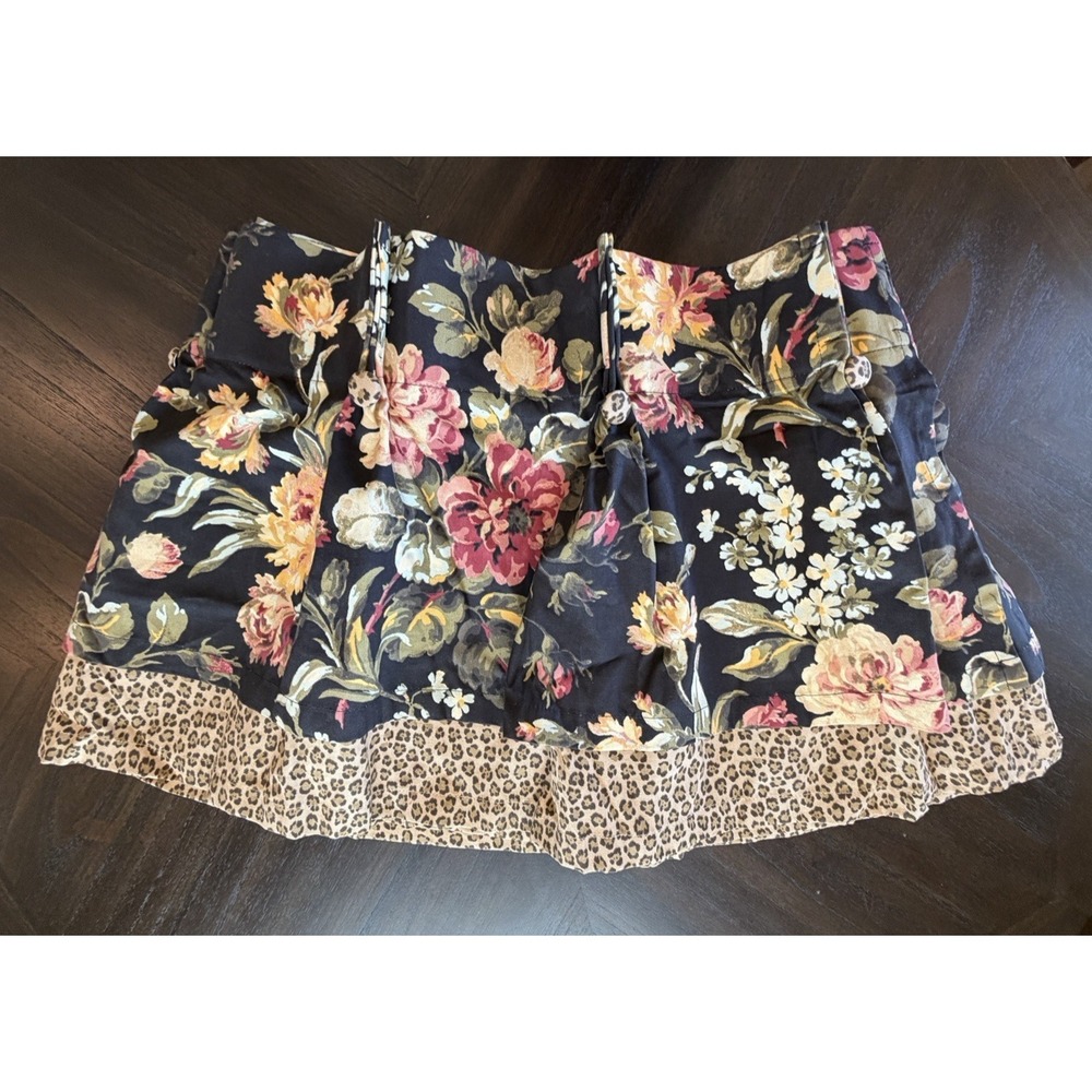 Vintage Black Floral Leopard Valance Curtain Pair 2 PC American Living 18 X 48